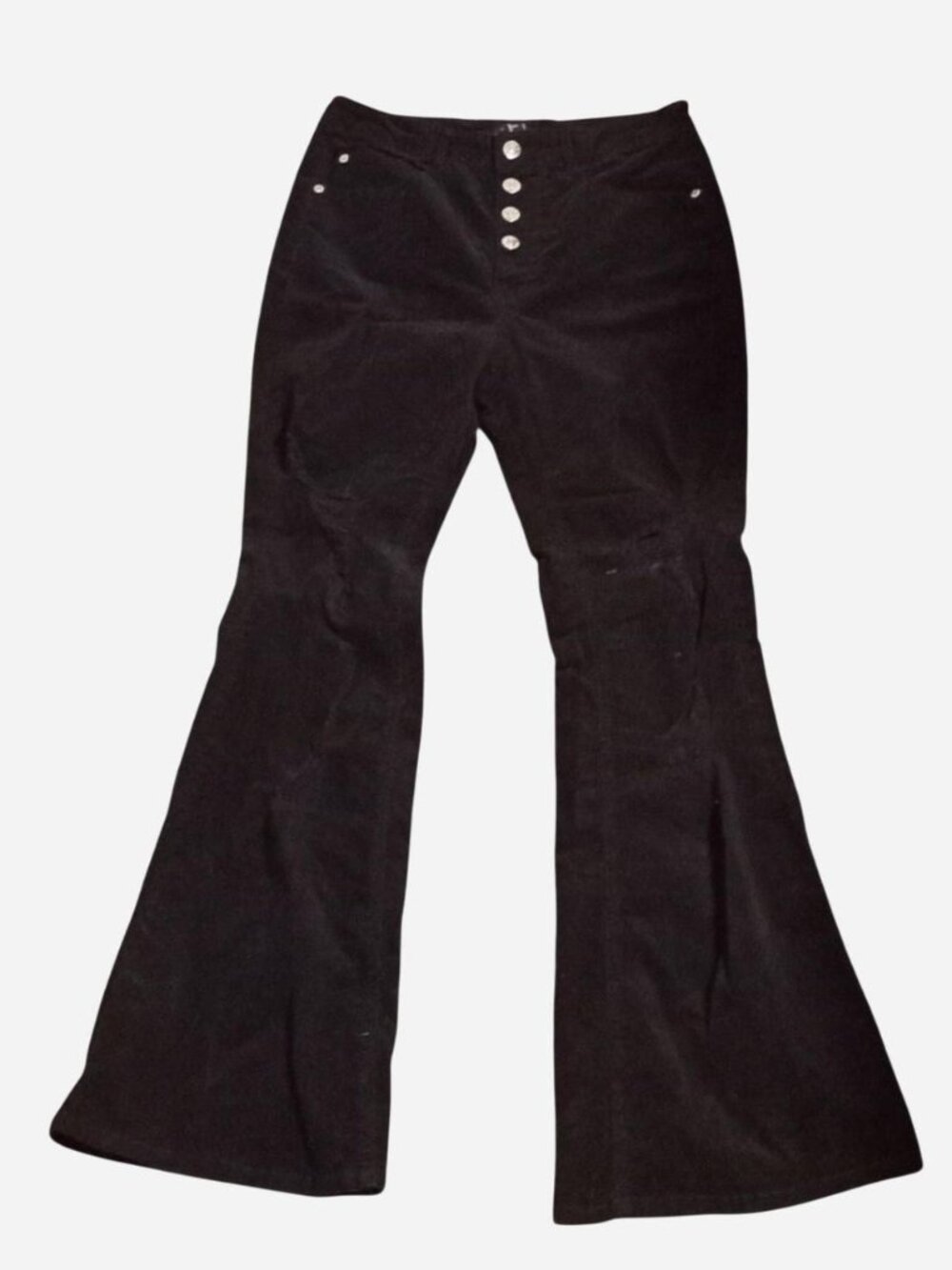 Forever 21 black flared ripped corduroy trousers